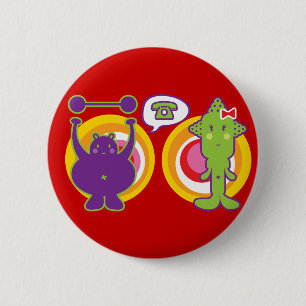 Lila & Miss Green Niedlich Cartoon Character Button