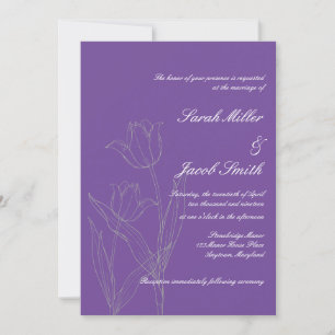 Lila Mist Minimalistische Hochzeit Einladung