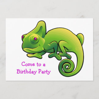 Lila Mit Augen Linke Green Chameleon Geburtstagspa Einladung