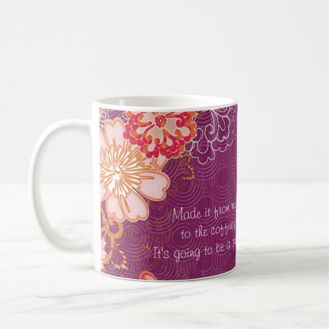 Lila mit Big Red Pink Blume Kaffeetasse (Links)