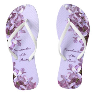 Lila mit BlumenBlumen, die Großmutter der Braut Flip Flops