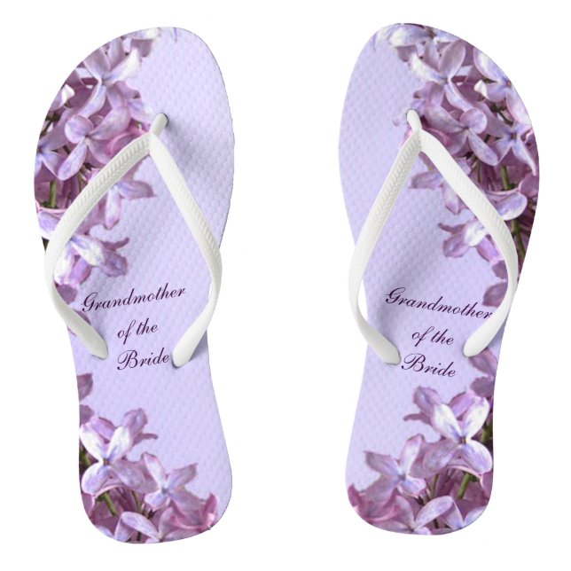 Lila mit BlumenBlumen, die Großmutter der Braut Flip Flops (Fußbett)