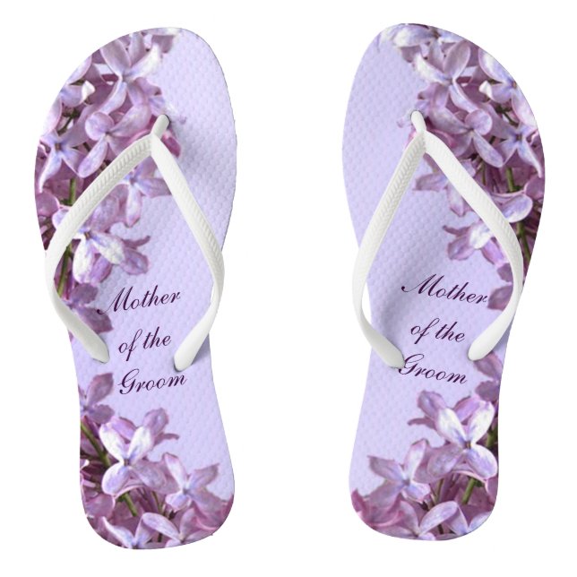 Lila mit BlumenBlumen, die Mutter des Bräutigams Flip Flops (Fußbett)