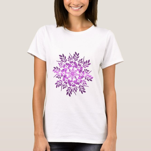 Lila Mit Blumenmandala T-Shirt (Vorderseite)