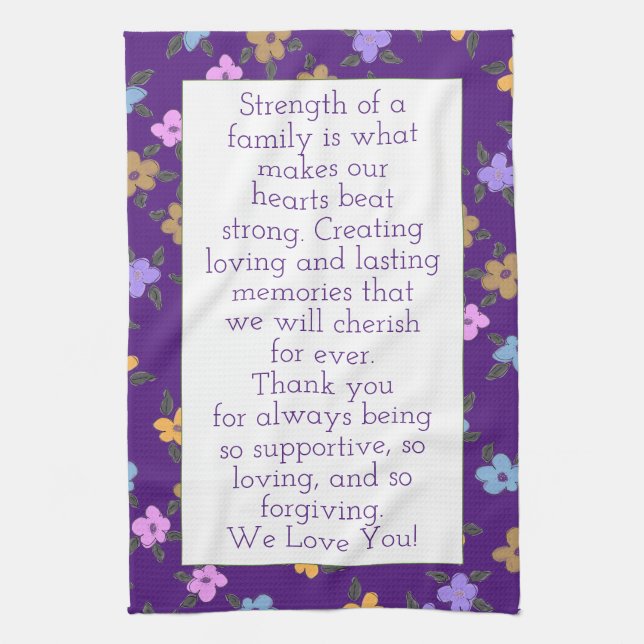 Lila mit Blumenmuster Geschirrtuch (Vertikal)