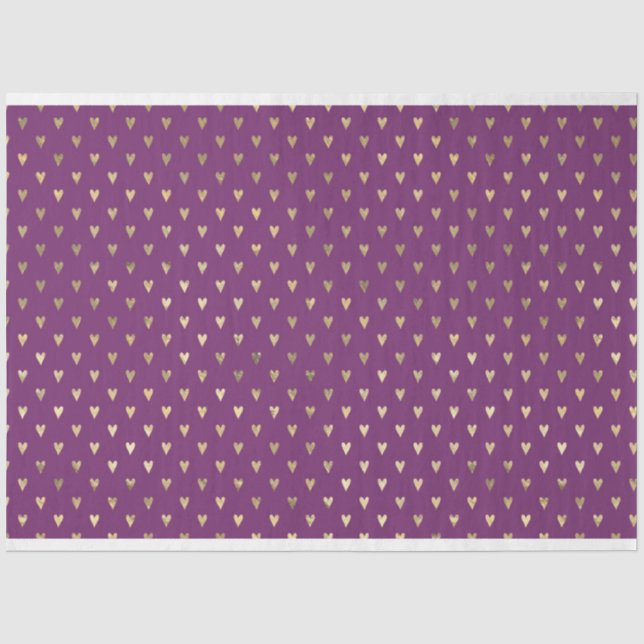 LILA MIT GOLD HERZPATTERN SEIDENPAPIER (Vorderseite)