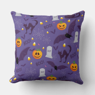 LILA MIT GRABSTEINEN ORANGE PUMPKINS BATTEN KISSEN