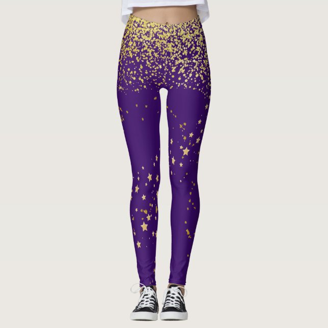 Lila mit Leggings mit Goldakzent (Vorderseite)