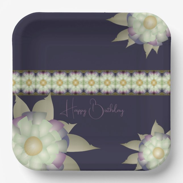 Lila mit Mauve und Aquamarin Pappteller (Vorderseite)