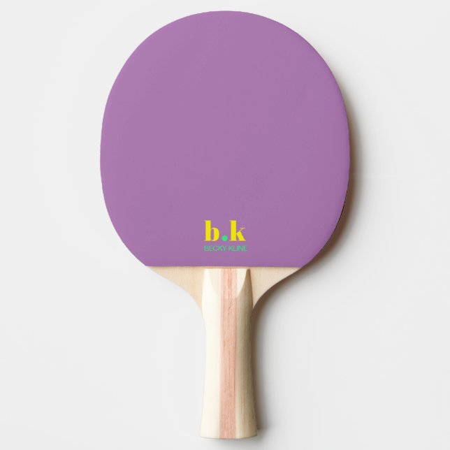 Lila Mit Monogramm Tischtennis Schläger (Vorderseite)