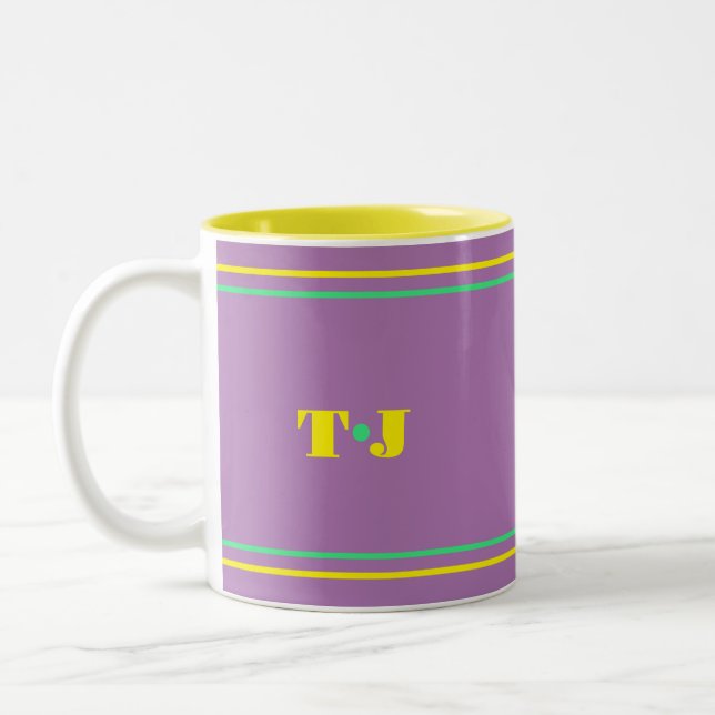 Lila Mit Monogramm Zweifarbige Tasse (Links)