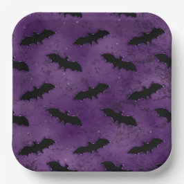 LILA MIT SCHWARZEN HALLOWEEN BATTEN PAPPTELLER