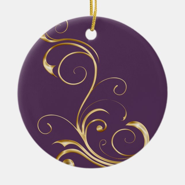 Lila mit Verzierten Gold Wirbel Weihnachtsschmuck (Vorne)