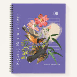 Lila mit Vögeln und Blume Notizbuch