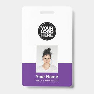 Lila Mitarbeiter - Foto, Barcode, großes Logo, Nam Ausweis