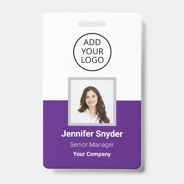 Lila, Mitarbeiter-Foto-ID mit QR-Code, Unternehmen Ausweis (Vorderseite)