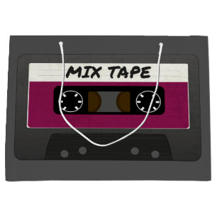 Lila Mix-Tape - 80er und 90er Retro Geschenk Große Geschenktüte