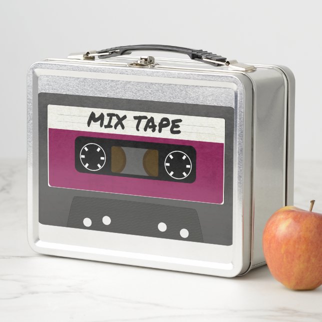 Lila Mix-Tape - 80er und 90er Retro  Geschenk Metall Brotdose (Beispiel)