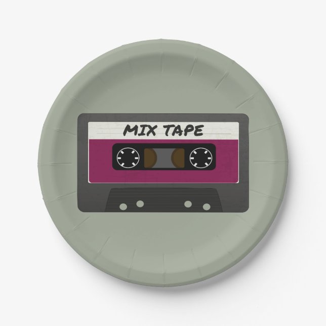 Lila Mix-Tape - 80er und 90er Retro  Geschenk Pappteller (Vorderseite)
