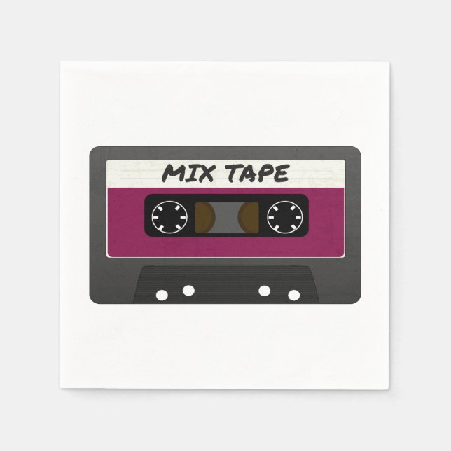Lila Mix-Tape - 80er und Retro-Inspiriert Geschenk Serviette (Vorderseite)