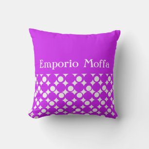 Lila Mod Ball Design bei Emporio Moffa mit Text Kissen