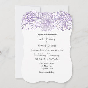 Lila Mod Blume Konturen Hochzeiten Einladungen