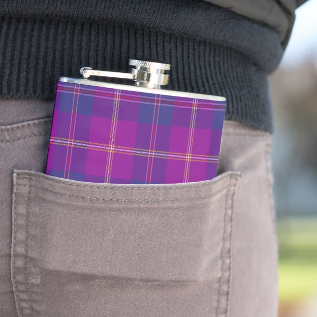 Lila Mode Tartan Kariertes Muster Flachmann (Beispiel)