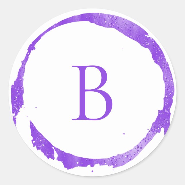 Lila-Modern-Foil-Glitzer-Sparkon-Monogramm Runder Aufkleber (Vorderseite)