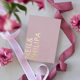 Lila Modern Hochzeit Namen Einfach Folieneinladung