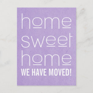 Lila Modern Zuhause Sweet Zuhause Postcard Ankündigungspostkarte
