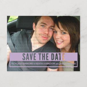 Lila moderne Ausschnitt Save the Date Postkarte