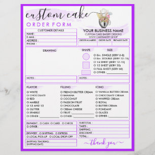Lila, moderne Bäckereibestellform Flyer