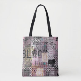 lila, moderne Collage-Kunst Tasche