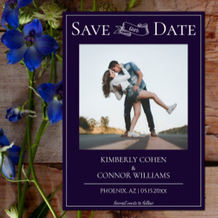 Lila moderne Foto Save the Date