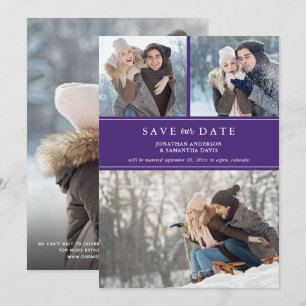 Lila moderne Fotocollage Rette unser Datum Save The Date