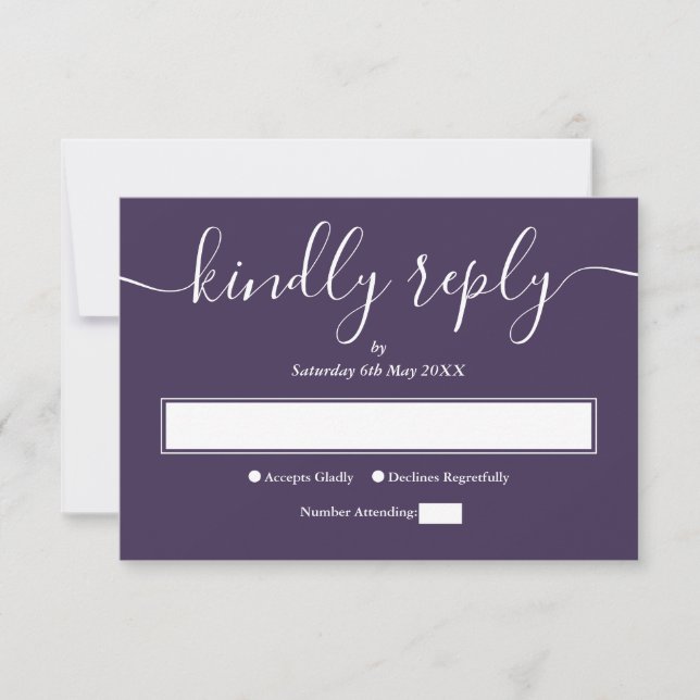 Lila Moderne Minimalistische Elegante Schrift RSVP Karte (Vorderseite)