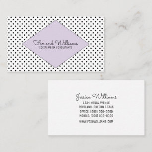 Lila moderne Polka Dots Business Card Visitenkarte