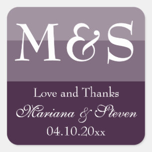 Lila moderne Schrift Hochzeit Quadratischer Aufkleber