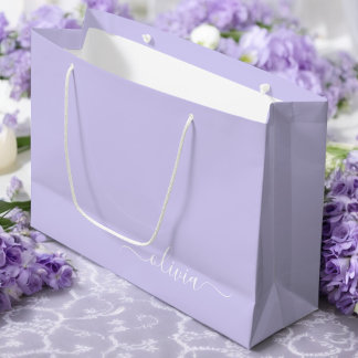 Lila moderne Schriftzug Mädchen-Monogramm-Name Große Geschenktüte