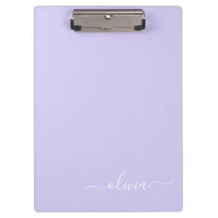 Lila moderne Schriftzug-Monogramm-Name Klemmbrett