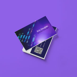 Lila moderne Software-Tech-Profi-QR-Code Visitenkarte