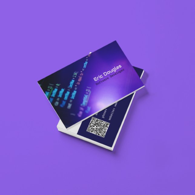 Lila moderne Software-Tech-Profi-QR-Code Visitenkarte (Von Creator hochgeladen)