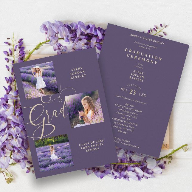 Lila moderne Typografie Grad Drei Foto Pre-K  (Von Creator hochgeladen)