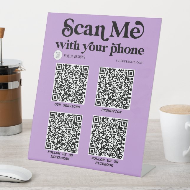 Lila moderne Typografie QR-Code scannbar Sockelschild (In Situ)