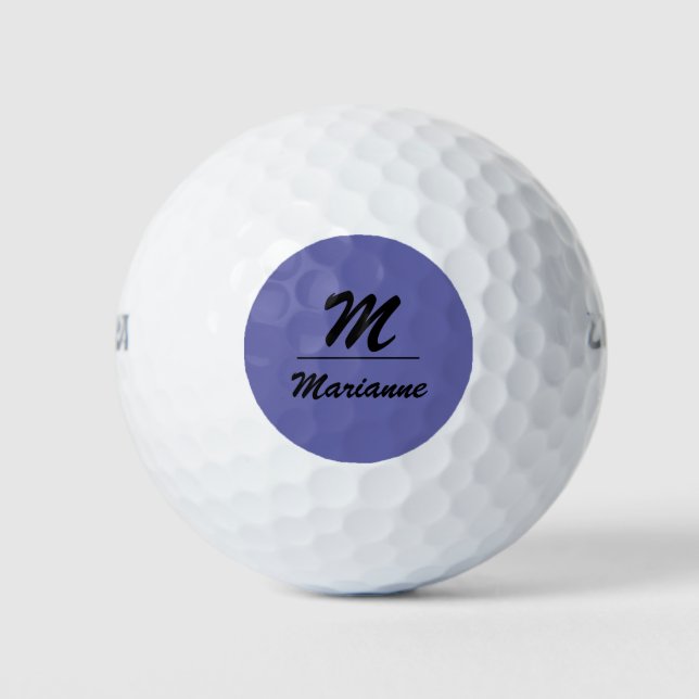 Lila moderner Monogrammname personalisiert Golfball (Vorderseite)
