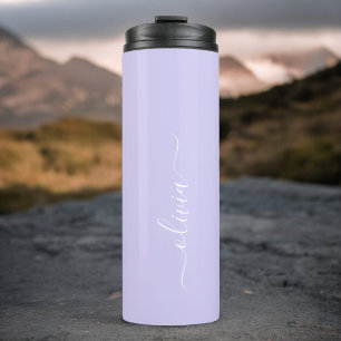 Lila moderner Schriftzug Monogramm Name Mädchen Thermosbecher
