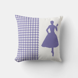 Lila modernes Hahnentrittmuster mit Silhouette Kissen