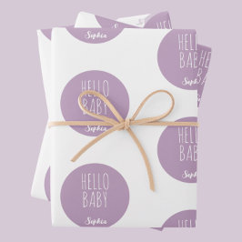 Lila Modernes Klassisches Neugeborenes Geschenkpapier Set