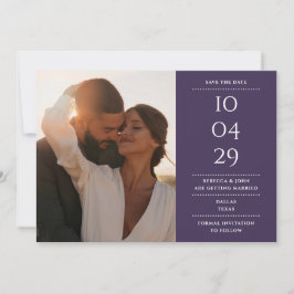 Lila modernes Minimalistisches HochzeitsFoto Save The Date