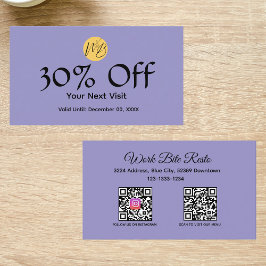 Lila, modernes Restaurant Qr Code Menü und Rabattkarte